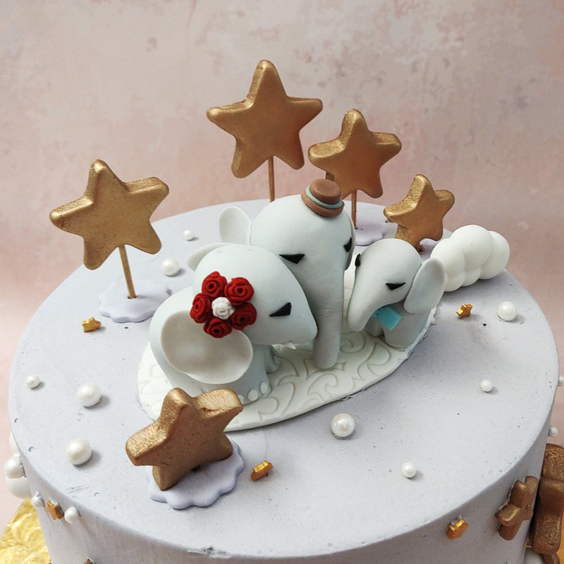 Elephant and Stars Cake Three Elephants Cake Elephant Theme