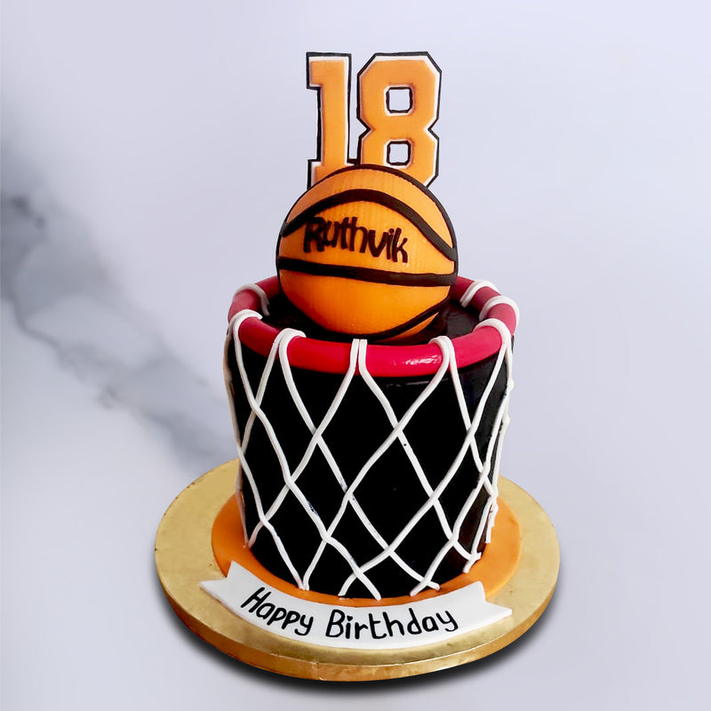Basketball Net Cake Basketball Cake Order Custom Cakes In Bangalore Liliyum Patisserie And Cafe 
