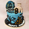 The stained glass window that is near and dear to Enid and Wednesday can be spotted on top of this Addams family cake a picture of Wednesday holding her pose from her famous prom dance.