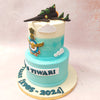 The iconic logo of the Indian Air Force proudly commands attention, emblazoned on the lower tier of this Fighter Plane Cake design.