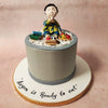 Crowning this confectionary masterpiece is a charming Annaprashan Ceremony theme cake topper, featuring a boy cradled in a bowl of rice—the star of this auspicious event—his eyes alight with wonder as he anticipates his very first morsel. 