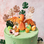 The pterodactyl, with its playful eyes and tiny wings, is the star of this Birthday Cake For Kids, bringing a sense of fun and charm that will captivate guests of all ages. 