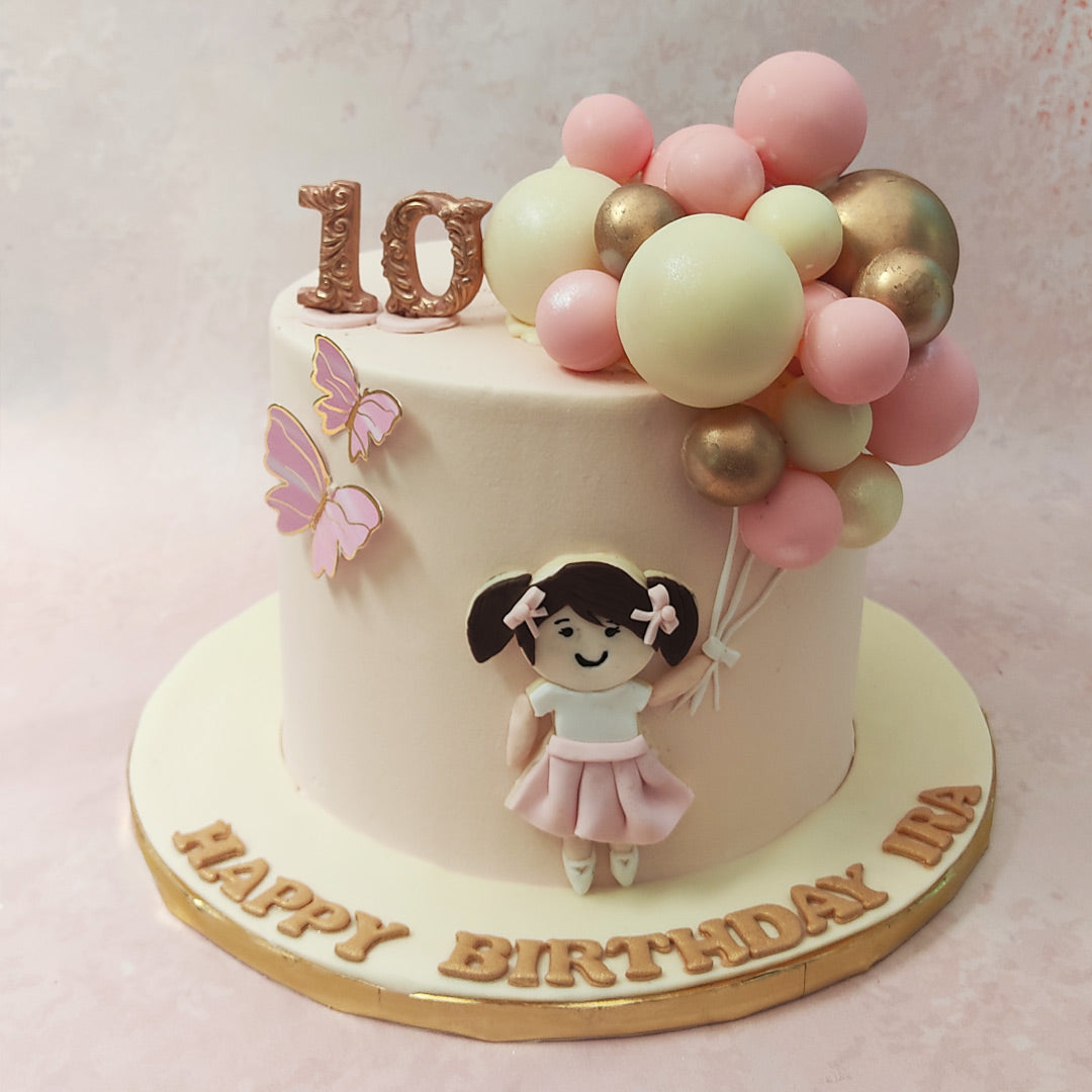 girl balloon cake | girl with balloon cake tutorial - YouTube