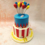 Step right up and witness the splendour of our whimsical Birthday Cake For Kids! This delightful confection is a visual treat, embodying the charm and excitement of a classic circus. 