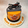 Perched atop this Bike Theme Cake, a detailed edible motorcycle takes centre stage, its sleek lines and dynamic posture ready to rev up any party.