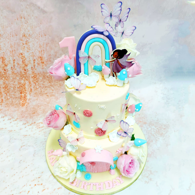 This enchanting Birthday Cake For Girls is a whimsical celebration of a magical world where fairies and butterflies reign supreme. 