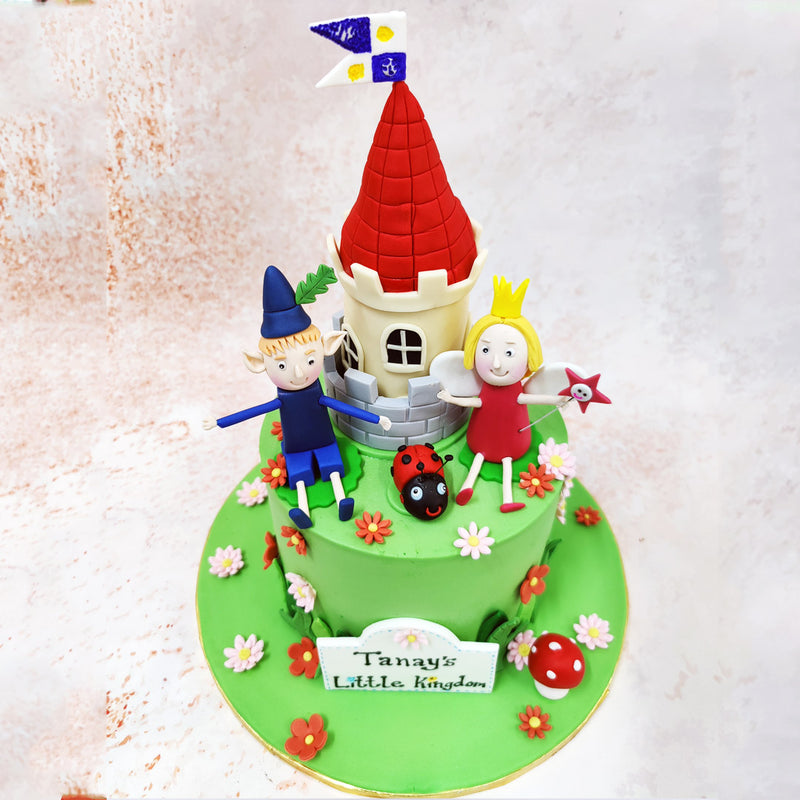 This Birthday Cake For Kids captures the series' whimsical architecture perfectly, from the grey stone detailing to the blue and white royal flag fluttering atop the turret.