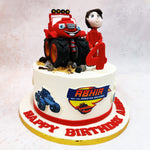 The attention to detail in the sculpting of the truck’s massive tyres and the driver’s confident stance adds a dynamic energy to this Birthday Cake For Kids that captures the imagination.