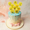 These cheerful yellow emojis, from winking and smiling to heart-eyed and laughing, add a modern and fun twist to the traditional Birthday Cake For Kids, making it perfect for children and emoji enthusiasts alike.