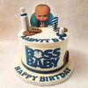 This Boss Baby Theme Cake features the iconic Boss Baby character in his signature suit, complete with a stern expression that perfectly captures his boss-like persona. 