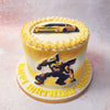 This single-tier Bumblebee Transformer Cake is a visual treat, adorned with a vibrant image of Bumblebee, both in his powerful robot form and as the sleek yellow Camaro. 