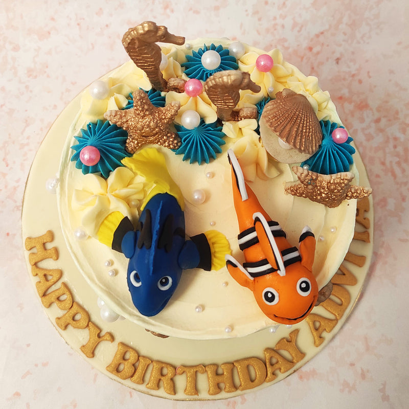 Nemo Dory Cake | Nemo and Dory birthday Cake | Ombre Ocean Cake ...