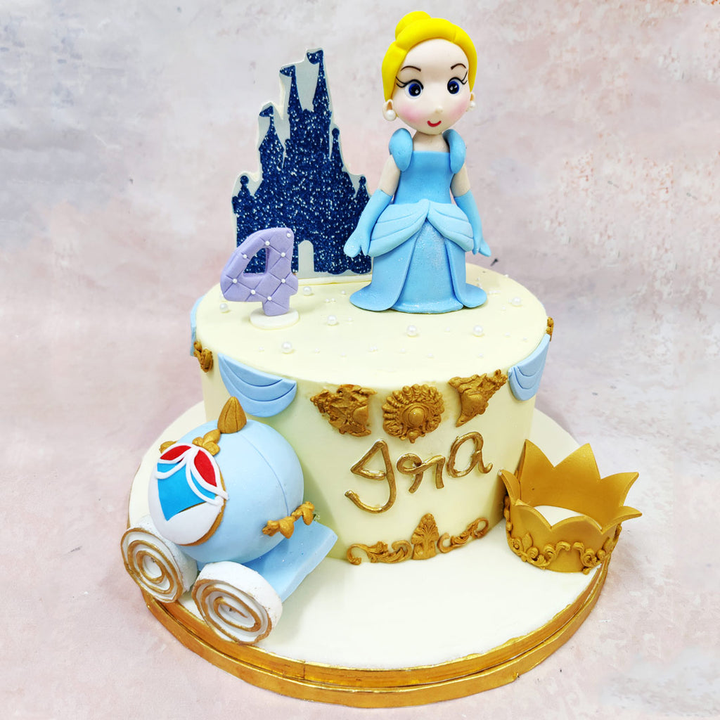 This dazzling Cinderella Theme Cake brings fairytale magic to life with an elegant pastel palette and enchanting character details. 