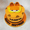 Picture this: a sunny orange canvas, with tiny black stripes dancing across its surface like a lively chorus line forms the base of this Garfield Theme Cake. 