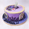 From the gold rim to the gold frames that accent the purple background of this Descendants theme cake, the colour palette of this design is every bit as royal and magical as it is refined and elegant.