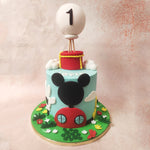 At the pinnacle of this Mickey Mouse Clubhouse Cake, an alluring hot air balloon takes centrestage, with a red basket and a pristine white balloon, ready to soar into a world of sweet dreams. 