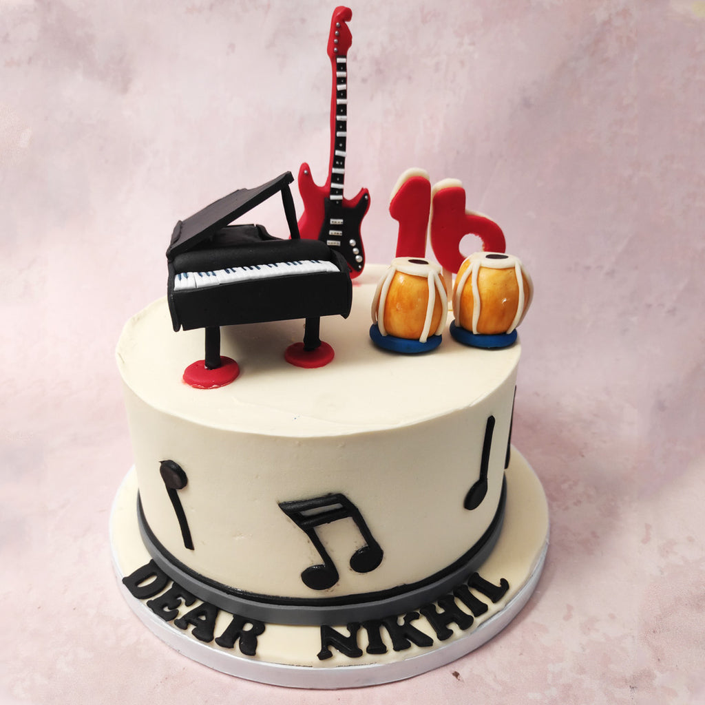 Presenting the ultimate musical instruments cake, a delightful and visually stunning confection that combines the artistry of music with the indulgence of a delicious dessert. 