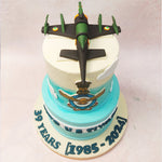 At the pinnacle of the masterpiece that is this Air Force Theme Cake, sits a fighter jet, a symbol of courage and valour, rendered in vivid detail and bearing the unmistakable colours of the Indian Air Force. 