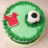 A simplistic, artistic, minimalistic and realistic football ground cake design, the base of this piece is coated in velvety green buttercream, rimmed with delicious swirls in the likeness of grass.