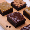 Rich dark chocolate brownie with a smooth hazelnut ganache finish