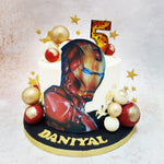 The design of this Iron Man Mask Cake immediately captures the eye with a striking image of the red and gold armoured hero, symbolising strength, innovation, and an unyielding spirit—perfect attributes for a young one entering a new year of adventures. 