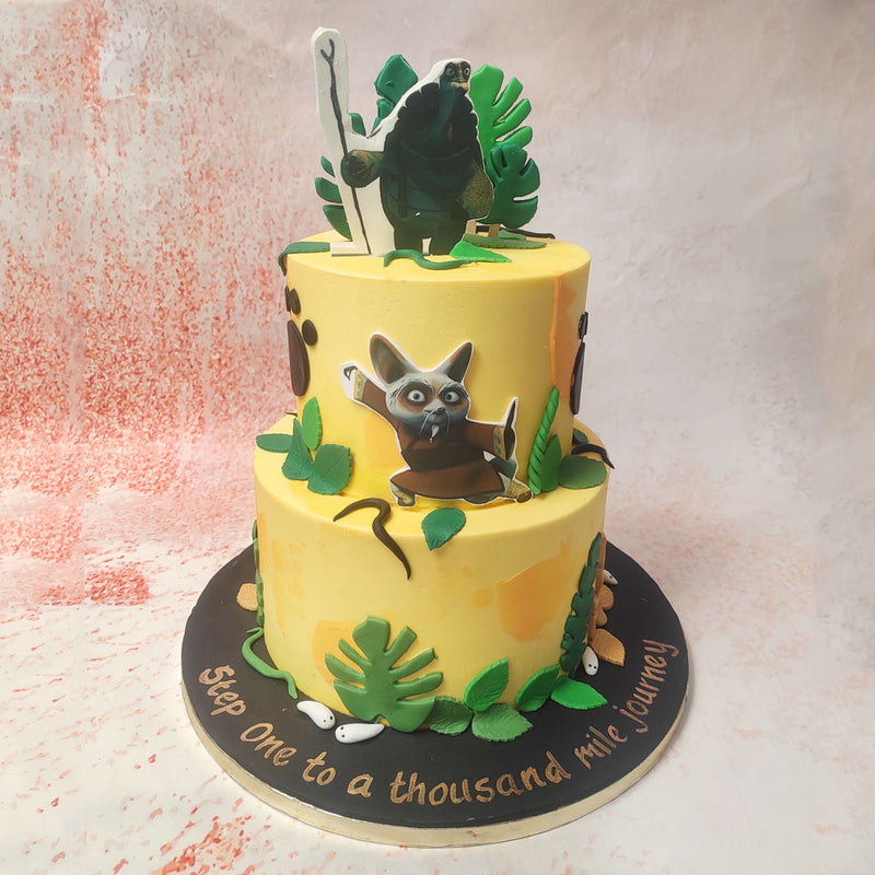 This Kung Fu Panda Theme Cake features a bold yellow hue that symbolises the energy and optimism of a new beginning.