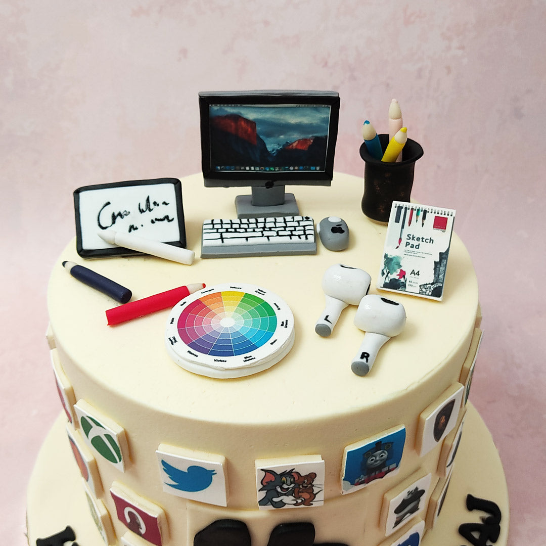 Apps Cake | Technology Theme Cake | Laptop Cake – Liliyum Patisserie & Cafe