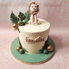 Picture this: a majestic beige lion, with its golden mane intricately designed, takes the centre stage on this Jungle Lion Cake.