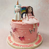 The 3D butterflies flutter gracefully on the sides, bringing a sense of movement and life to the little girl and unicorn cake.