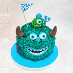 This Monsters Inc. Cake masterfully captures the essence of the beloved blue-furred Sulley, with his textured frosting mimicking his famous shaggy coat, complete with his signature horns. 