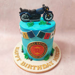 Adorned with meticulous buttercream pipings depicting lush grass and scattered pebbles, every detail on this Motorcycle Cake speaks to the essence of outdoor freedom and natural beauty.