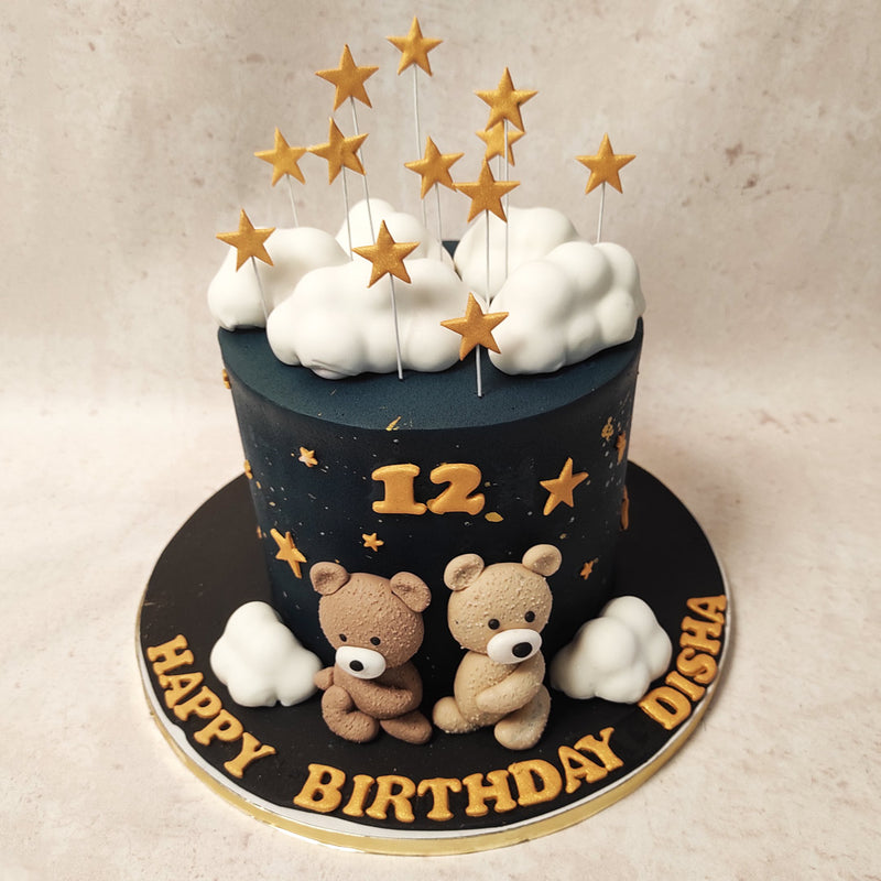 The ornamentation on this design looks as if it has been plucked straight from the pages of a beloved bedtime story and introduced into our Night Sky Theme Cake design.