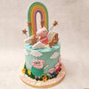 At the bottom of this Peppa Gold Star cake, you'll find Peppa's family in a picturesque garden setting. 