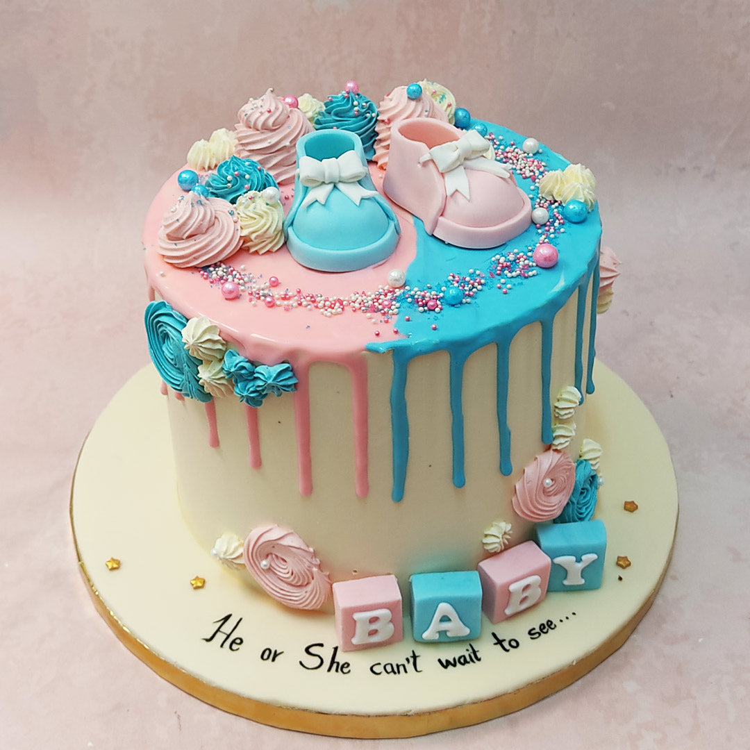 Pretty pink and blue cake