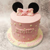 Crowning this Light Pink Minnie Mouse Cake is a pair of black Minnie ears—an emblematic tribute to this legendary mouse. 