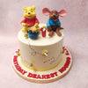 At first glance, the white base of this Pooh and Roo cake represents purity and innocence, reflecting the innocence of childhood. 