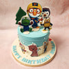 Scattered across this cartoon theme cake are meticulously designed figurines of Pororo, Crong, Poby, Harry, TongTong, Petty, and Loopy – each character bringing its own charm and adding an extra dash of fun to your celebration.