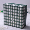 Green and white checkered christmas box with decorative patterns