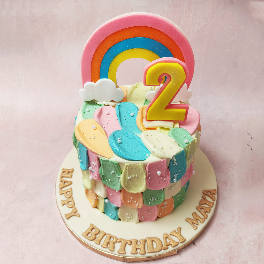 Rainbow and Cloud Cake | Colourful Rainbow Cake | Buttercream Sky Cake ...