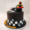 Wrapped around the bottom of the Formula One birthday cake for him is a chequered flag, symbolising the iconic finish line in every exhilarating race. 