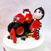 Featuring a striking red monster truck and its brave driver, this Red Sports Car Cake encapsulates the spirit of speed and teamwork. 