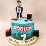 But what truly sets this Roblox cake apart are the colourful pieces scattered all over it. 