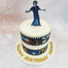 This Shah Rukh Khan Birthday Cake is adorned with a film reel motif, wrapped around both tiers, showcasing memorable scenes from Shah Rukh Khan’s illustrious career. 