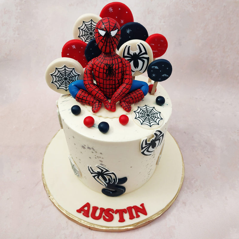 Adorning this Spiderman web cake are spiders and webs, creating a visually stunning masterpiece that will leave everyone in awe. 