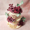 Adorning the white canvas of this engagement cake is a stunning marbleized pattern in delicate shades of pink and gold. 