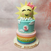 At the pinnacle of this edible masterpiece is our cheerful edible sun, making it the quintessential Sunny Day Cake. 