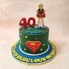 With a dark green base adorned with vibrant yellow, red, and blue polka dots and stars, this Supergirl Cake exudes a sense of power and vibrancy.