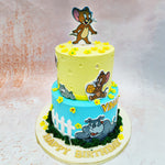 The edible images of Tom, Jerry, and the grumpy bulldog Spike are beautifully integrated into this Two Tier Jerry Cake, ensuring that each character looks as lively as ever. 