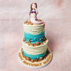 Picture a happy little mermaid, her pink tail gleaming, perched atop this Beach Theme Cake, smiling as if inviting you to join in the aquatic celebration. 