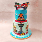 And let's not forget the lookout tower, standing tall and proud at the base of this Paw Patrol Lookout Tower Cake. 